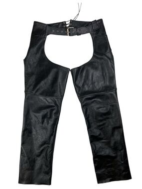 Steer Brand Women’s Blk Leather Motorcycle Biker Chaps Riding Pants Sz S